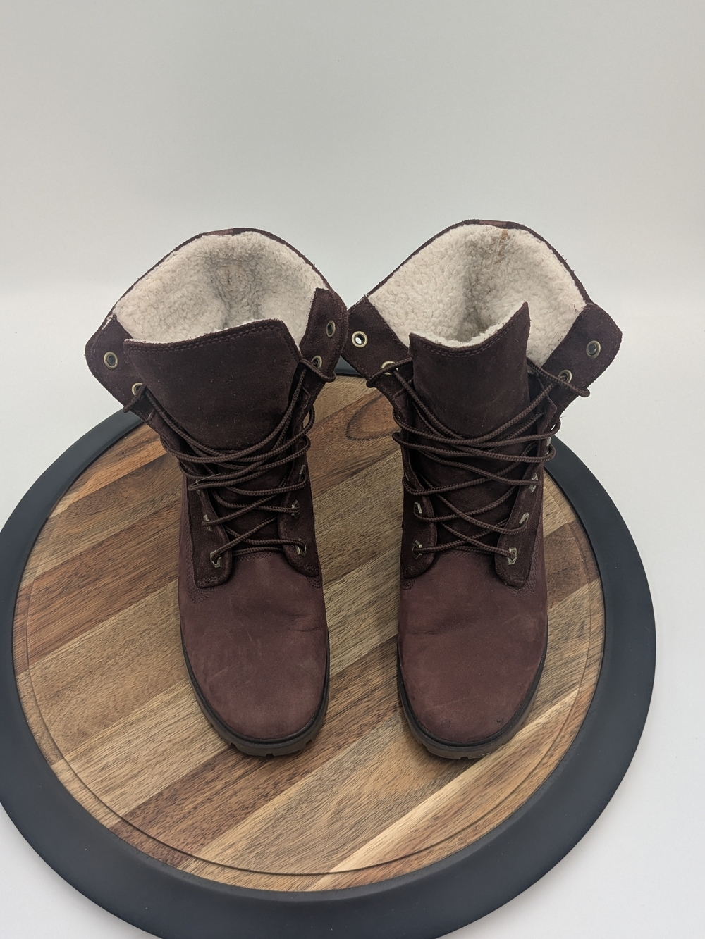 Timberland A1SGJ Women's Size 6 BurgundyNubuck Sherpa Lined Lace Up Winter Boots - Picture 4 of 11